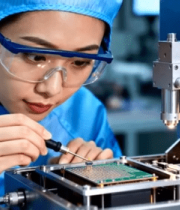 工人操作设备制造芯片9878#横屏 