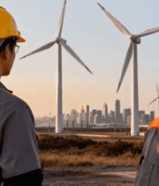 工程师查看风力发电场8448#横屏 