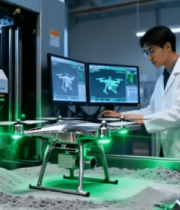 工程师操作无人机于工业设备旁6775#横屏 