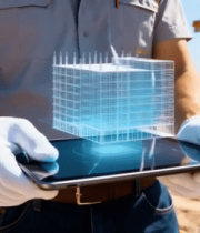 工地工程师手持平板展示建筑模型7331#横屏 