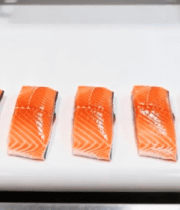 工厂生产线的三文鱼加工画面114#横屏 