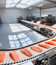 工厂内三文鱼生产线场景1385#横屏 