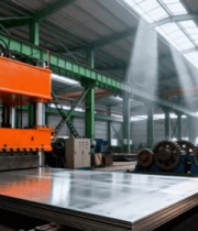 工厂内大型液压机与钢板素材6126#横屏 