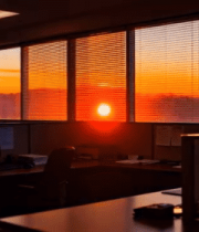夕阳下的办公室内景10416#横屏 