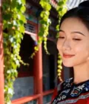 古装女子庭院侧颜特写10845#横屏 