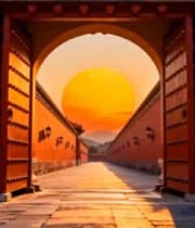 故宫红门夕阳全景1671#横屏 