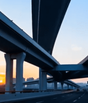 夕阳下的城市立交桥全景13524#横屏 