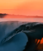 夕阳下的大海海浪景观11195#横屏 