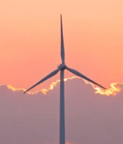 夕阳下的风力发电机6433#横屏 