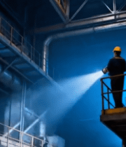 工厂工人持手电检查设备772#横屏 