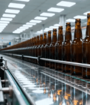 工厂工人检查啤酒瓶流水线2091#横屏 