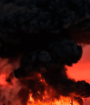 工厂大火浓烟升腾景象8954#横屏 