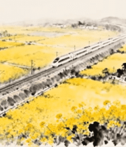 高铁穿行油菜花田12931#横屏 