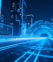 未来科技感城市道路行驶汽车2612#横屏 