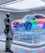 未来展厅机器人与炫彩汽车展示781#横屏 