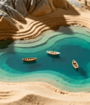 微缩景观湖泊与小船506#横屏 