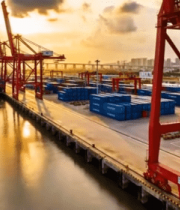 港口集装箱码头日落景象(1)10587#横屏 