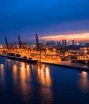 	 港口码头黄昏全景2700#横屏 