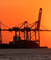 港口码头日落货运场景12793#横屏 