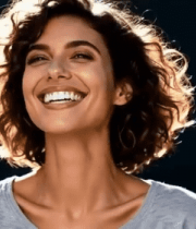 微笑短发女子特写3484#横屏 