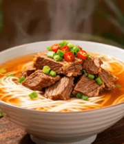 碗装牛肉面条特写9827#横屏 