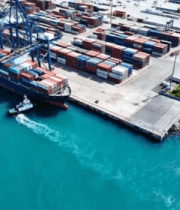 港口集装箱货船航拍画面5613#横屏 