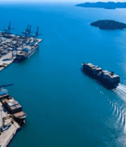 	 港口集装箱码头航拍画面1114#横屏 