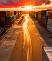 港口集装箱场地日落景象1400#横屏 