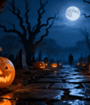 万圣节墓地月夜南瓜灯场景12501#横屏 
