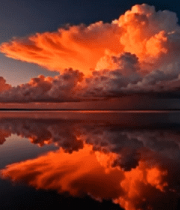 晚霞下水面倒映云层景观13864#横屏 