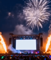 晚会现场烟花表演全景7797#横屏 