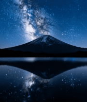 富士山星空夜景湖面倒影5262#横屏 