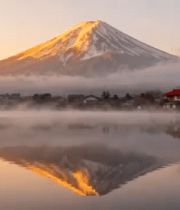 富士山湖畔日出自然风光14983#横屏 