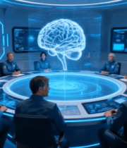 团队围坐研讨人工智能8605#横屏 