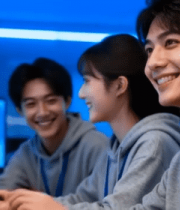 团队在工作室操作电脑画面10505#横屏 