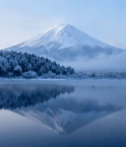 富士山雪景森林湖泊全景7617#横屏 