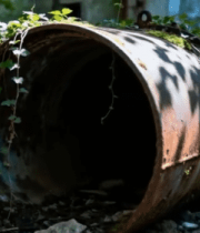 废弃场地生锈铁桶自然景象3914#横屏 