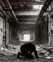 废弃工厂内人物俯身动作素材299#横屏 