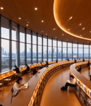 图书馆内人们阅读学习场景11473#横屏 