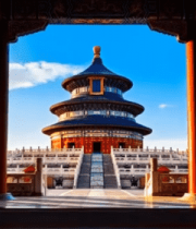 透过红门看北京天坛祈年殿11706#横屏 