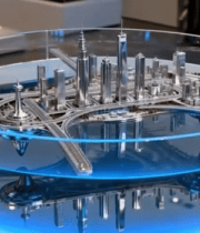 透明圆形容器中的城市模型4546#横屏 