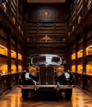 图书馆内停放的老式汽车6700#横屏 