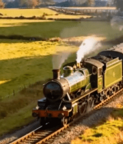 田野中行驶的蒸汽火车(1)11971#横屏 