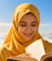 头戴头巾女子云端看书场景8613#横屏 