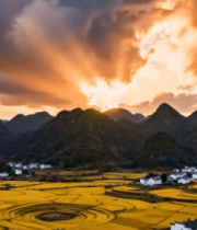 田园风光日落全景12915#横屏 