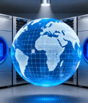 服务器前悬浮地球科技素材13470#横屏 