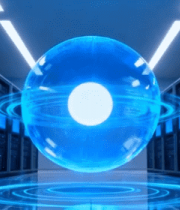 服务器机房中的科技球体特效3575#横屏 