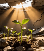 废墟中生长的绿色植物4396#横屏 