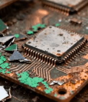 废旧电路板芯片特写1634#横屏 