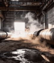 废弃工厂内大型管道场景6905#横屏 